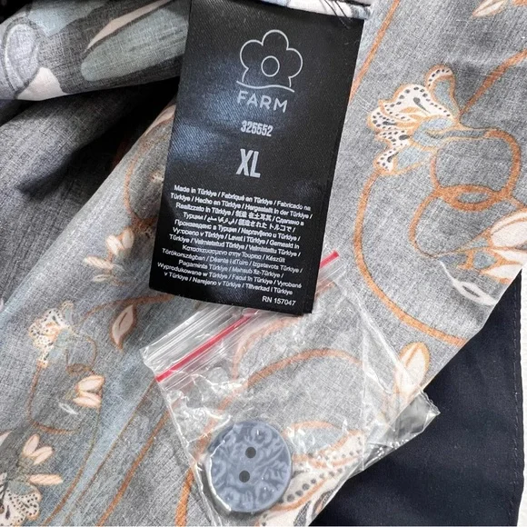 NWT FARM Rio Bloom Tapestry Black Plunge Bishop Sleeve Maxi Dress - Picture 7 of 11